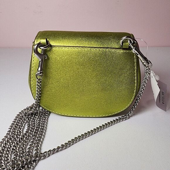 NWT COACH CP245 Morgan Card Case Chain Metallic Leather Metallic Citrine - Picture 3 of 6